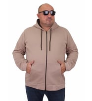 Starbattal Büyük Beden Unisex Kapüşonlu 3ip Sweat 11701 TOPRAK