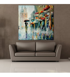 YAĞMUR TEMALI KANVAS TABLO 140x140cm