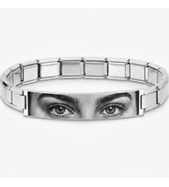 Kişiye Özel Göz Resim Baskılı İtalyan Charm Plakalı Unisex Çelik Bileklik scb93g (Beyaz)