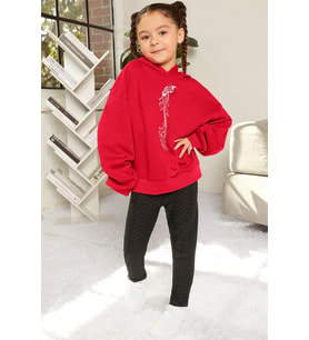 Çocuk Song Butterflies Baskılı Sweatshirt (Kırmızı)