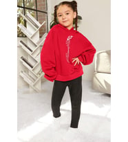 Çocuk Song Butterflies Baskılı Sweatshirt (Kırmızı)