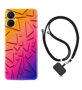 Tecno Spark 9T Kılıf Silikon Boyun Askılı İpli Desenli Silikon Üçgenler 1635