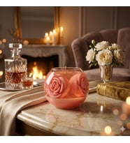 Cam Fanus'ta Güller Mum - Mumelia Candles Doğal Soya Cam Fanus Tasarım Dekoratif Mum - Somon