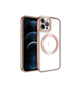 Apple iPhone 12 Pro Max Uyumlu Kılıf M-safe Wireless Şarj Özellikli Zore Setro Silikon (Gold)