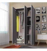 Kenzlife gardırop 3 kapılı ballıbaba 180*120*52 gri XLARGE kapaklı gardolap dolap
