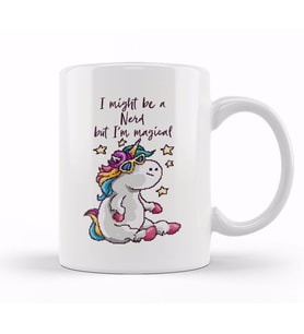 I May Be A Nerd But Im Magical Unicorn Pixel Art Kupa Bardak Porselen