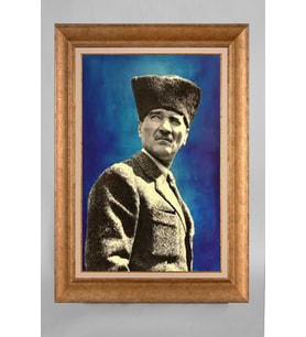 Çerçeveli Paspartulu Atatürk Tablo a285 (Gold)