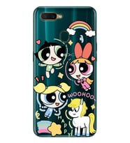 Oppo A5S/AX7/A12 Uyumlu Powerpuff Girls Desenli Şeffaf Telefon Kılıfı