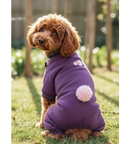 Pony Purple PONPON Köpek Tulumu  Şardonlu Polar Kumaş  Küçük Irk Köpekler İçin  Tüy Dökülmesini Azaltır (Mor)