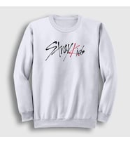 Presmono Unisex Beyaz Logo Stray Kids Sweatshirt 122723tt (Beyaz)