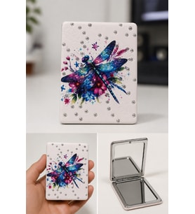 Yusufçuk Temalı Simli Büyüteçli Pratik Mini Cep Çanta Makyaj Aynası