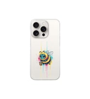 iPhone 15 Pro Max ile uyumlu Splash arı tasarımlı şeffaf silikon kılıf