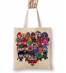 Brawl Stars Starları Bez Çanta Uzun Saplı