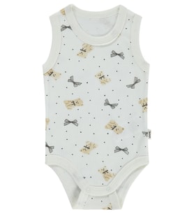 Civil Baby Fiyonklu Ayıcık Empirme 1-36 Ay Çıtçıtlı Badi - Ekru