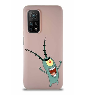 Xiaomi Mi 10T Soft Premier Kapak Plankton Tasarımlı Silikon Kılıf - Pudra (Şeffaf)