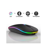 Casper VIA S40 10.4" Tablet İçin Uyumlu RGB LED Işıklı Bluetooth+2.4Ghz Kablosuz Şarjlı Mouse (Siyah)
