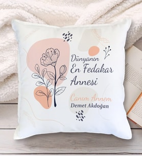 En Fedakar Anne Tasarımlı Yastık (Beyaz)