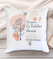 En Fedakar Anne Tasarımlı Yastık (Beyaz)