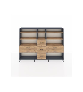 Arges Dolap 8 Raflı 7 Çekmeceli  220x30x163 Antrasit-Çam