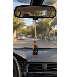 Dikiz Ayna Süsü Nazar Boncuklu Çarık – El Yapımı Araç, Kapı ve Duvar Dekoru (24 cm)