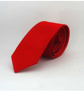 Kırmızı Çocuk Boy Düz Renk Saten Kravat - CK-01 (Renksiz)