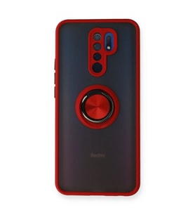Xiaomi Redmi 9 Kılıf Montreal Yüzüklü Silikon Kapak - Kırmızı