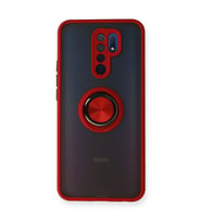 Xiaomi Redmi 9 Kılıf Montreal Yüzüklü Silikon Kapak - Kırmızı