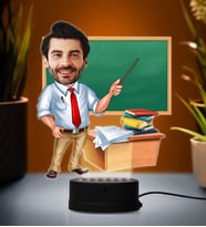 Doğum Günü Hediyesi,Sevgiliye Hediye, Kişiye Özel Fotoğraflı Öğretmen Karikatür 3D Led Lamba (Beyaz)