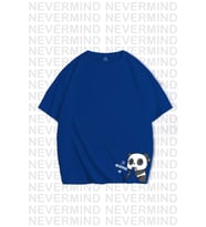 Unisex Kadın Erkek Nevermınd Panda Özel Tasarım Baskılı  Oversize Tshirt (Saks)