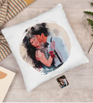 BK Gift Kişiye Özel Karikatür Portre Beyaz Yastık, Illustrasyon Portre, Arkadaşa Hediye, Sevgiliye Hediye, Ev Hediyesi-3