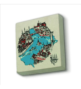 İstanbul Boğazı ve Haliç Baskılı Doğaltaş  Magnet(KRT-031)
