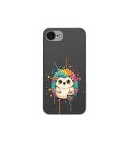 iPhone 16e ile Uyumlu Splash Kirpi Tasarımlı Şeffaf Silikon Kılıf
