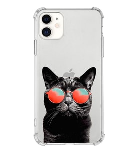 PrintiFy Apple iPhone 11 Uyumlu Kedi 3 Baskılı Şeffaf Köşe Korumalı Antişok Kılıf