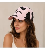 Valkyrie İnek Desenli Kadın Şapka Ayarlanabilir Baseball Cap Pembe Siyah Spor Günlük Unisex