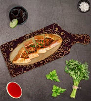 BK Gift Retro Motif Tasarımlı Dikdörtgen Şeklinde Doğal Ahşap Servis ve Sunum Tabağı Model 13