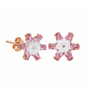 Gümüş Pembe Lotus Çiçeği Küpe