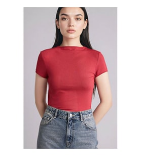 Defacto 26Y801003249 Bordo Kadın T-Shirt E5906AX/BR188