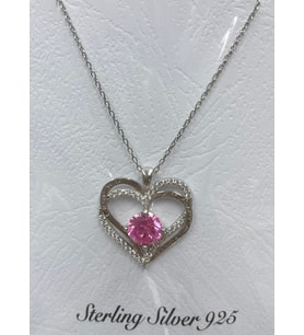 Pembe Yuvarlak Zirkon Taş Detay I Love You Yazılı Kalp Kolye