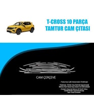 Volkswagen T-CROSS Uyumlu 10 PARÇA Krom Tam Tur Cam Çıtası (Beyaz)