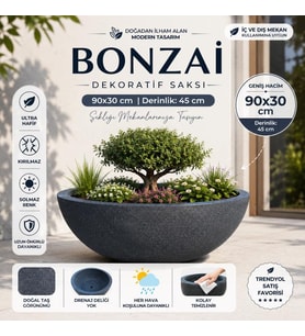 BONZAI - BETON GÖRÜNÜMLÜ PLASTİK SAKSI