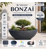 BONZAI - BETON GÖRÜNÜMLÜ PLASTİK SAKSI