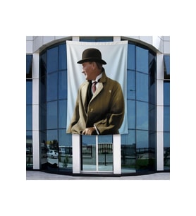 Üniformalı Gazi Mustafa Kemal Atatürk- Ay Yıldız Bayrak Poster Bayrak Raşel Kumal 4x6 metre ATA18