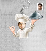 Kişiye Özel Ahçı Erkek Ahşap Anahtarlık-5