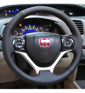 HONDA ACCOR ARAÇ İÇİN KIRMIZI DİKİŞLİ  ÇİFT DESENLİ DERİ ARAÇ  DİREKSİYON KILIFI
