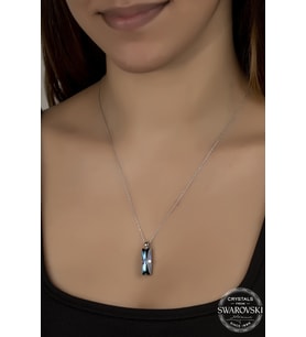 Union Swarovski Crystal Kadın Lacivert Baget Gümüş Kolye