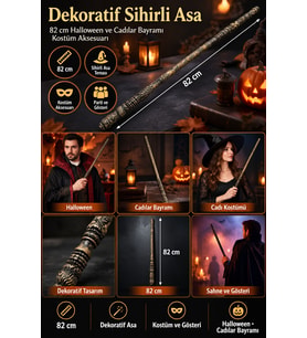 Halloween Dekoratif Sihirli Asa 82 cm Cadılar Bayramı Parti Kostüm Gösteri ve Sahne Aksesuarı