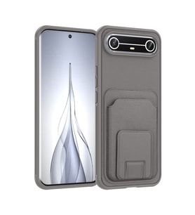 Tecno Spark Slim 5G Kılıf TPU Malzemeli ve Deri Dokulu Şık NexaCard Premium Kapak (Gri)