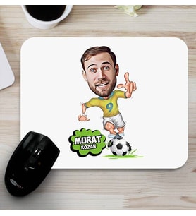 Futbol Oyuncusu Erkeğe Karikatürlü Mouse Pad