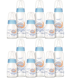 Bebsi Cam Biberon Seti Mavi (250ML+125ML) (6 Lı Set)