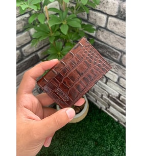 Guard Taba Croco Hakiki Deri Mini Kredi Kartlık (Renksiz)